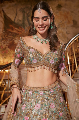 Yasira gold lehenga set