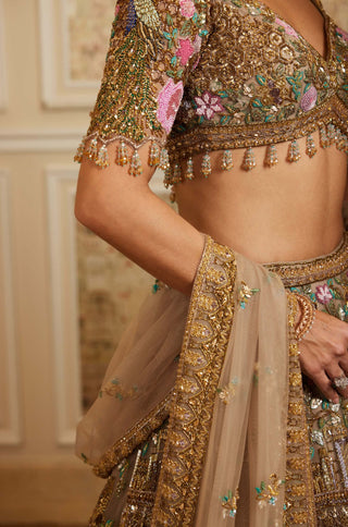 Yasira gold lehenga set