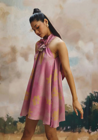 Flora halter mini dress