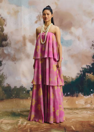 Crystal canopy tiered maxi dress