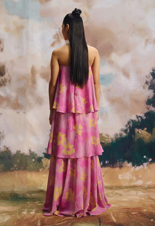 Crystal canopy tiered maxi dress