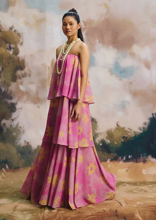 Crystal canopy tiered maxi dress