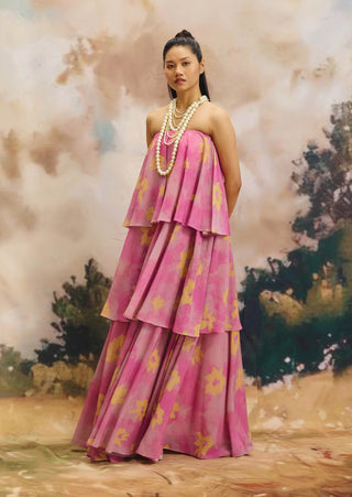 Crystal canopy tiered maxi dress