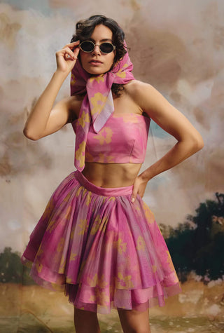 Bubble wrap pink bralette and skirt
