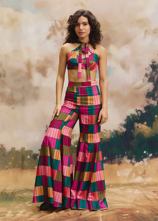 Mosaic linen halter top and pants