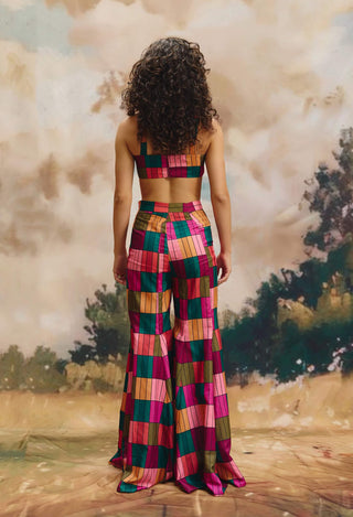 Mosaic linen halter top and pants