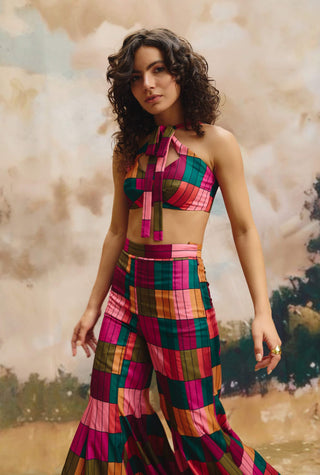 Mosaic linen halter top and pants