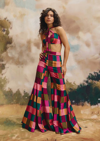 Mosaic linen halter top and pants