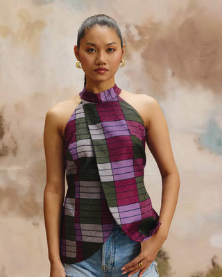 Shell halter top and wide-leg pants