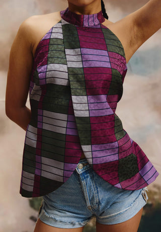 Shell halter top and wide-leg pants