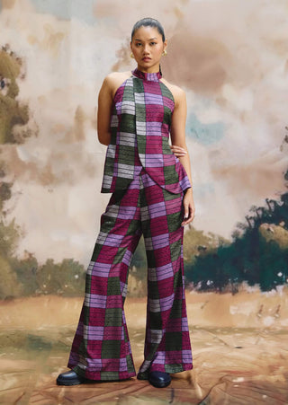 Shell halter top and wide-leg pants