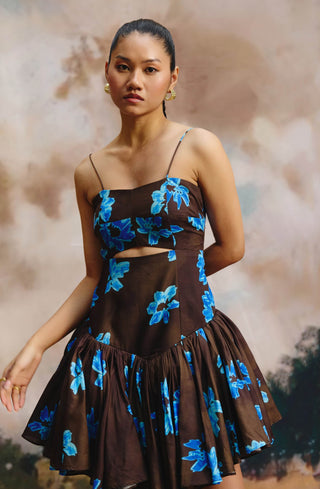 Dune linen floral midi dress