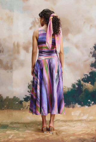 Orchid fade one-shoulder maxi dress
