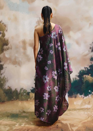 Moss silk flowing dress