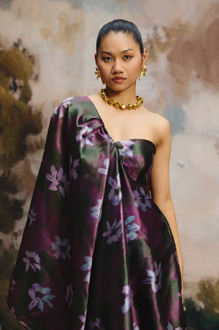 Moss silk flowing dress