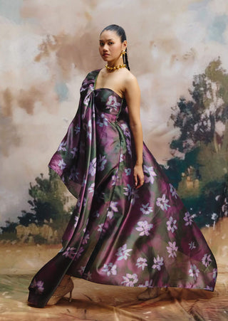 Moss silk flowing dress