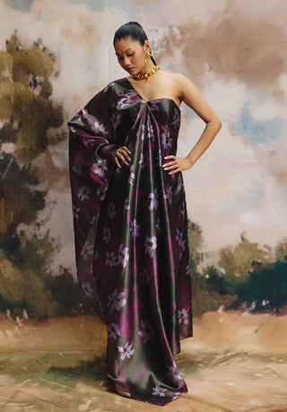 Moss silk flowing dress