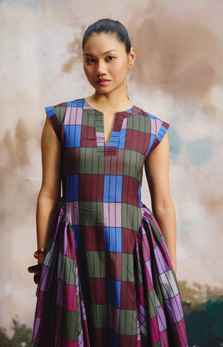 Savanna linen plaid dress