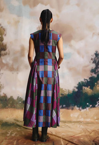 Savanna linen plaid dress