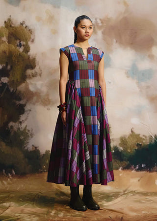 Savanna linen plaid dress