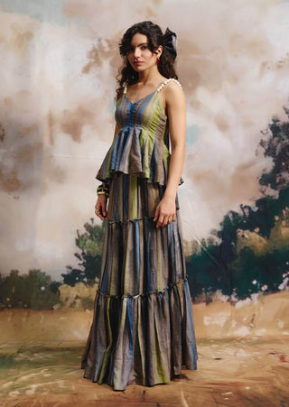 Serene multicolor top and skirt
