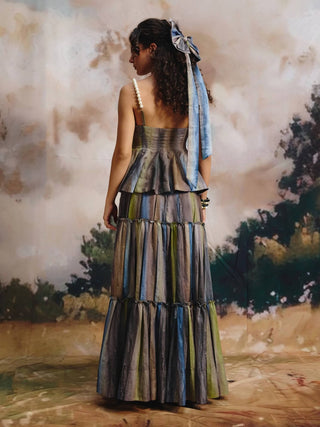 Serene multicolor top and skirt