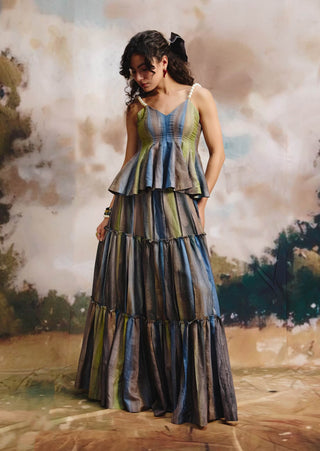Serene multicolor top and skirt