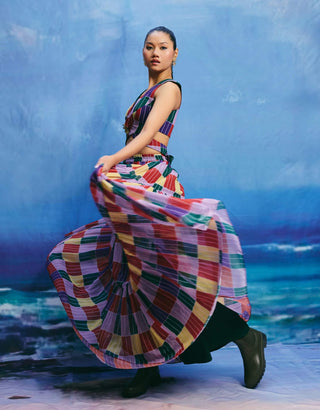 Grove multicolor crop top and skirt