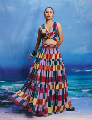 Grove multicolor crop top and skirt