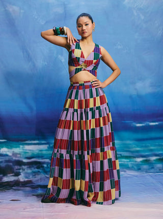 Grove multicolor crop top and skirt