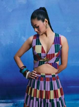Grove multicolor crop top and skirt