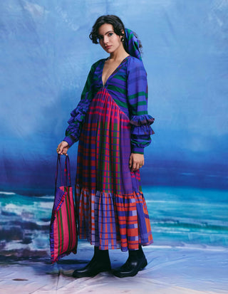 Azure multicolor midi dress