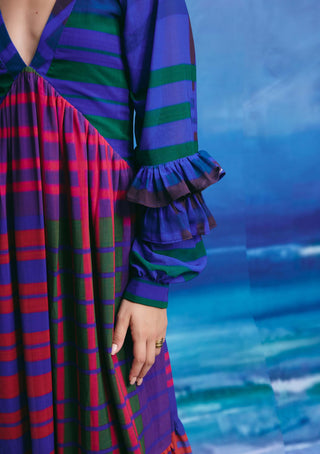 Azure multicolor midi dress