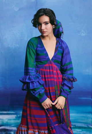 Azure multicolor midi dress