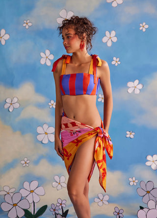 Enchanted Carnival Bandeau And Draped Skirt by Payal And Zinal, available on Indiaspopup.com