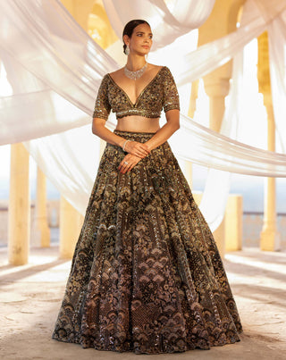 Roqa-Black Zeeana Lehenga Set-INDIASPOPUP.COM