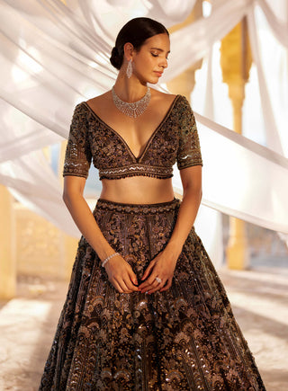 Roqa-Black Zeeana Lehenga Set-INDIASPOPUP.COM