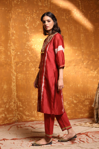 Shivani Bhargava-Maroon Tie Dye Kurta Set-INDIASPOPUP.COM
