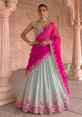 Padma raga green lehenga set