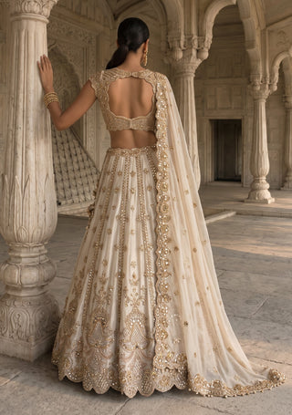 Chandni manzar ivory silk tissue lehenga set