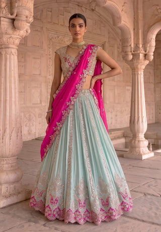 Padma raga green lehenga set