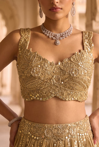 Rajwadi kachan gold ombre lehenga set