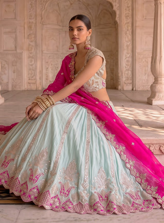 Padma raga green lehenga set