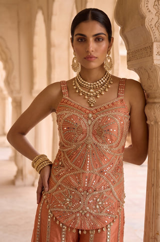 Kesariya baag orange corset kurta with sharara
