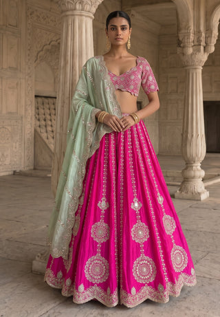 Gul-e-rani pink lehenga set