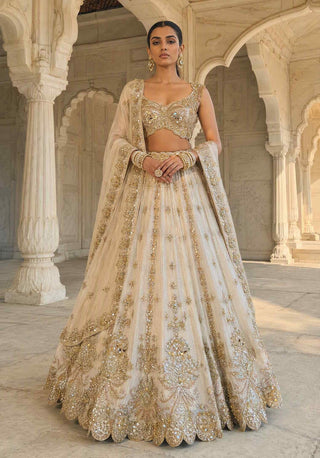 Chandni manzar ivory silk tissue lehenga set