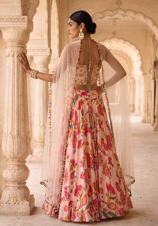 Gulmohar pink chintz lehenga set