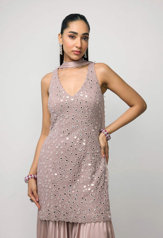 Ash pink satin sharara set