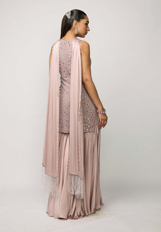 Ash pink satin sharara set
