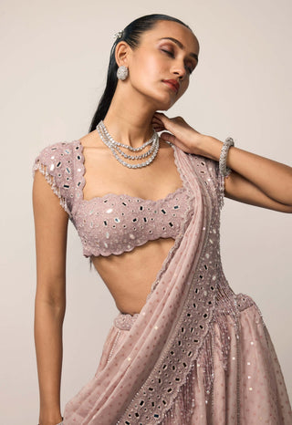 Ash pink sequins embroidered lehenga set